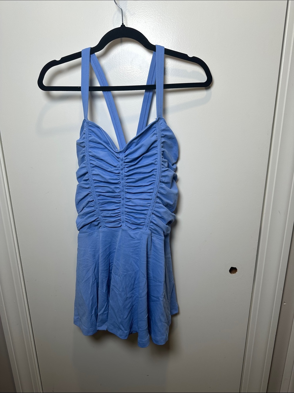 Free People Periwinkle Ruched Skater Romper Dress (101)